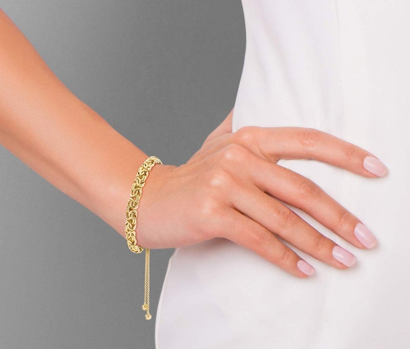 Miabella Italian 925 Sterling Silver, 18K Gold Plated Byzantine Bolo Bracelet for Women, Adjustable Bracelet, Handmade in Italy (yellow-gold-plated-silver) - Image 3